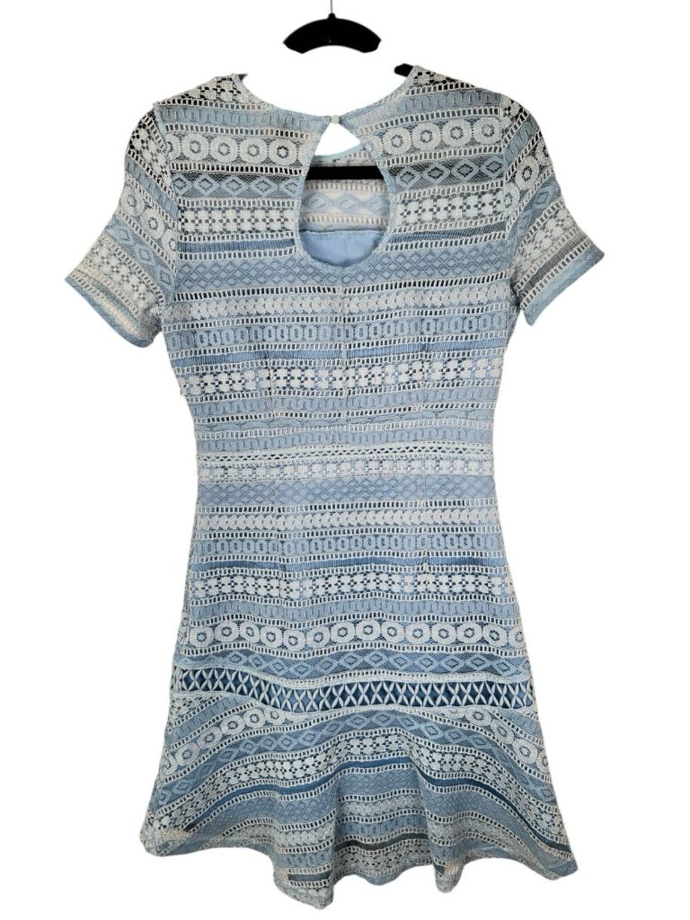 Chelsea28 Blue Lace Dress Small Fit Flare Cocktail Wedding Guest Party Dress - Picture 10 of 16